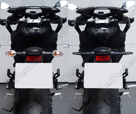 Sammenligning før og efter installation Dynamiske LED-blinklys + bremselys til BMW Motorrad F 650 GS (2007 - 2012)