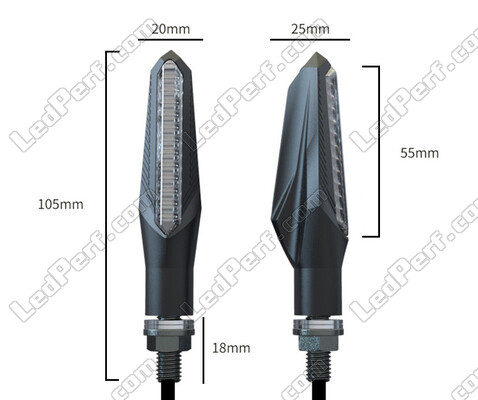 Ensemble des dimensions des dynamiske LED-blinklys avec Kørelys pour Yamaha FZS 600 Fazer (MK1)
