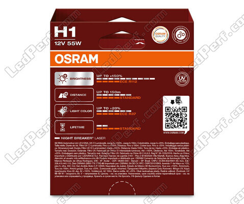 Pakke med 2 H1-pærer Osram Night Breaker Laser +150% - 64150NL-2HB