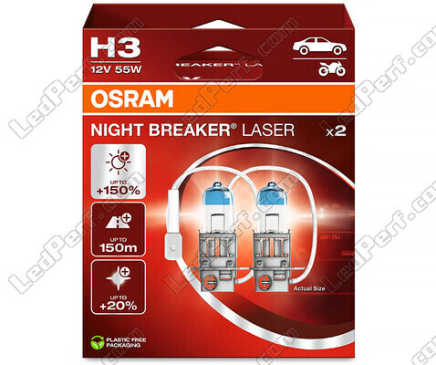 Pakke med 2 H3-pærer Osram Night Breaker Laser +150% - 64151NL-2HB