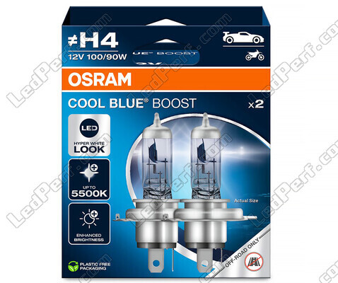 H4 Osram Cool Blue Boost-pærer 5500K xenon effect ref: 62193CBB-2HB i pakning med 2 pærer