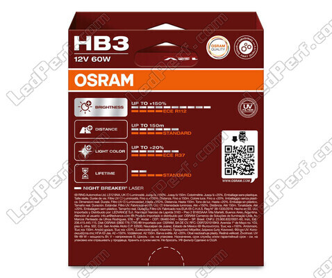 Pakke med 2 HB3-pærer Osram Night Breaker Laser +150% - 9005NL-2HB