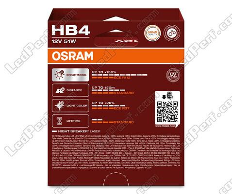 Pakke med 2 HB4-pærer Osram Night Breaker Laser +150% - 9006NL-2HB