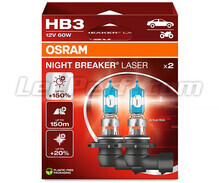 Pakke med 2 HB3-pærer Osram Night Breaker Laser +150% - 9005NL-2HB